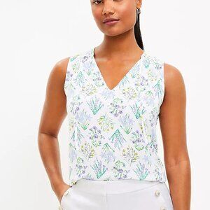 LOFT Tie Neck Mixed Media Shell - NWOT